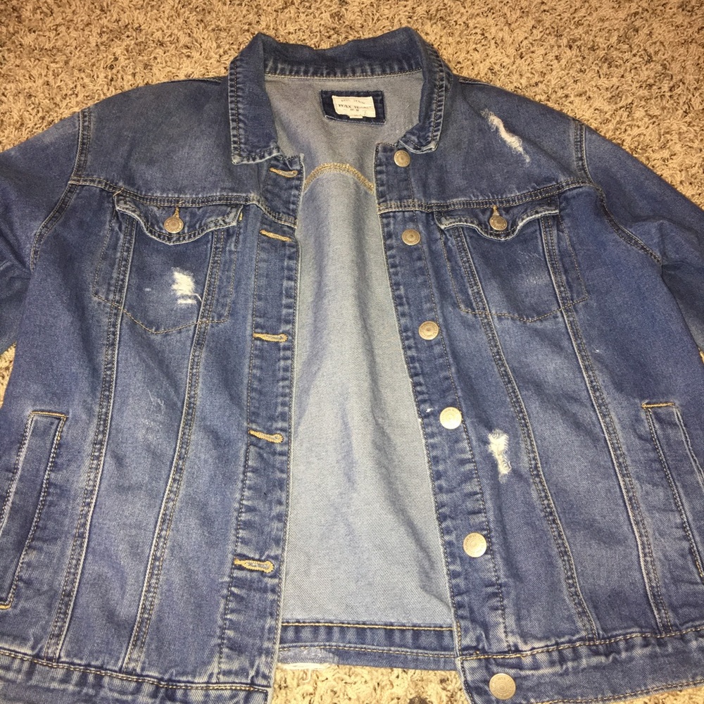 Distressed jean jacket